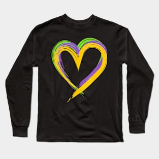 Mardi Gras Hearts Cute Love Mardi Gras Festival Heart Long Sleeve T-Shirt